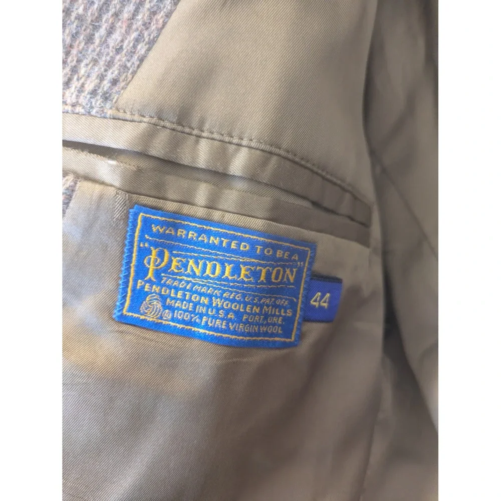 Pendleton Sport Coat Blazer Men's 44 Brown Wool Elbow Patches Tweed